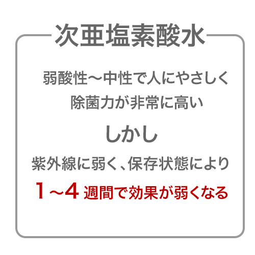 次亜塩素酸水は人に優しいけど保存ができない